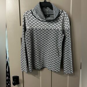 MARBLE Grey and White Cowl Neck Sweater geometric print Nordic like pattern